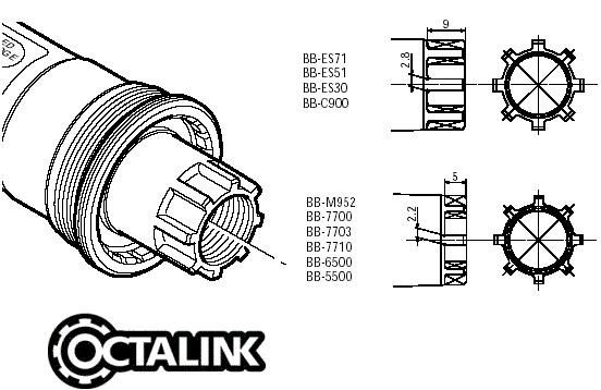 Movimento Centrale Shimano BB-ES51 - Octalink V2, Per Guarniture