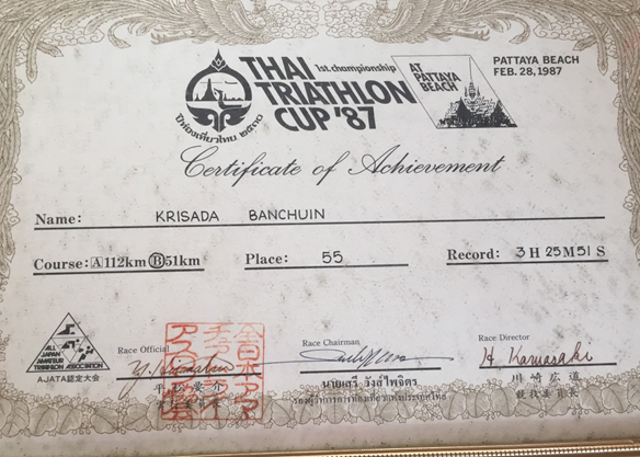 ประกาศนียบัตร 1st Championship Thai Triathlon Cup ‘87