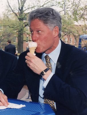 President Clinton with Ice Cream Cone