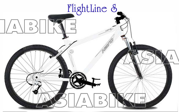 Model	:  Flightline S <br />Frame	:  Haro Flightline Series 6061 Alloy.<br />Fork	:  PIVIT - 50mm travel.<br />Sizes	:  14&quot; / 16&quot; / 18&quot; / 20&quot; / 22&quot; .<br />Colors	:  Rubyism; Pearl White; Gloss Black.<br />Crankset &amp; BB :  Alloy 22/32/42 w/ sealed cartridge BB.<br />Front Derailleur :  	Shimano TY10.<br />Rear Derailleur	:  Shimano TX-31.<br />Cassette	:  Sunrace 7 speed 14-28t freewheel.<br />Pedals	:  ATB nylon body .<br />Handlebar &amp; Stem  :   Steel 30mm Riser Bar / Alloy 15 degree rise threadless stem.<br />Grips 	:  Dual Density.<br />Shifter	:  Sram MRX 7 speed.<br />Saddle	:  Selle Sport .<br />Seat Post  :  Alloy 30.9.<br />Hubset	:  32h nutted hubset.<br />Rims	:  Weinmann Alloy Black anodized .<br />Tires	:  Kenda 831A 26x1.95.<br />Brake Set  :  Direct Pull w/ linear spring.<br />Levers	:  Tektro.  <br />Chain	:  KMC.