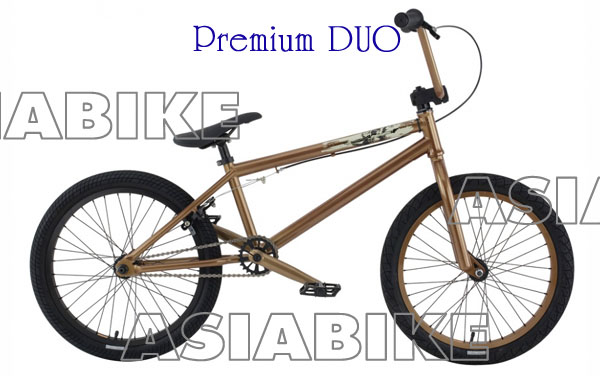 Model	:  DUO<br />Frame	:  Gen2 frame w/ 20.8&quot; TT, double-butted DT, full chromoly, mid BB, integrated HT<br />Fork	:  1 1/8&quot; full chromoly threadless<br />Grip	:  Premium Counterfeit<br />Handlebar	:  Premium full chromoly 8&quot; rise<br />Crankset	:  175mm 8-spline, full chromoly w/ sealed mid BB<br />Gearing	:  25/9 w/ sealed bearing cassette hub and 1-piece driver<br />Tires	:  Premium street tires 120 p.s.i., 2.25&quot; front/2.0&quot; rear<br />Hubset	:  36-hole 3/8&quot; front/14mm rear axle. alloy sealed bearing cassette<br />Rims	:  Alienation 36-hole SW front/DW rear<br />Seat/post	:  Premium Slim saddle w/ micro-adjust post<br />Pedals	:  alloy DX loose ball w/ chromoly spindle<br />Rotor	:  Straight cable<br />Pegs	:  N/A