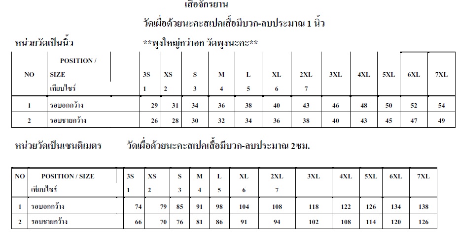 แขนสั้น 780 ยาว 880