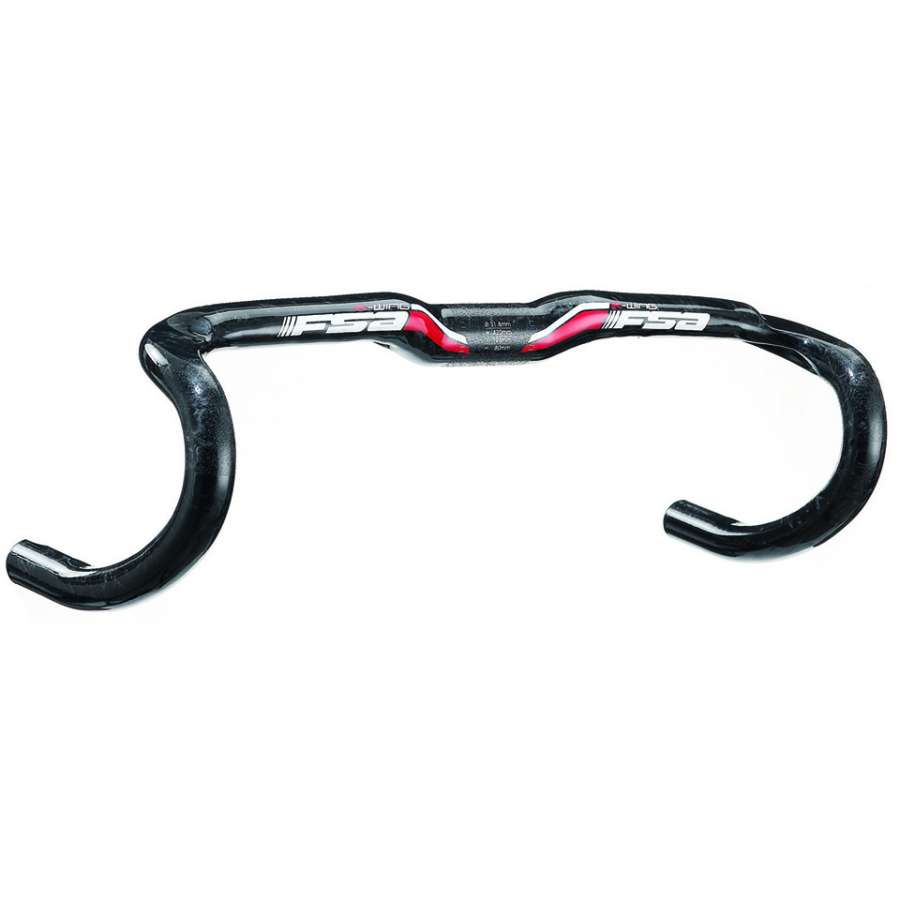 &quot; Handlebar FSA K-Wing Compact &quot;<br /><br />- Continuous carbon/Kevlar composite construction<br />- Aero-Ergo flat-top riser central section follows the natural arc of the arms<br />- Internal cable routing<br />- Larger internal cable routing tunnel for electric shifting compatibility<br />- Finish: UD carbon finish<br />- Sizes: diameter 31.8mm x W360, 380, 400, 420, 440mm(c-c)<br />- 125mm drop, 80mm reach<br />- 2˚ outward bend<br />- Weight: 245g (420mm)