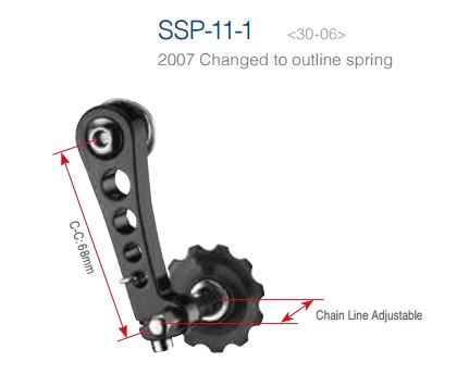 Mr. Control SSP-11-1 Chain Tensioner<br />MORE INFO<br /><br />Single speed chain tensioner.<br />Material: Aluminium<br />Pulley 11T<br />Colour: Black